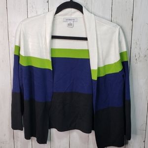Liz Claiborne Striped Cardigan Sweater Size Medium